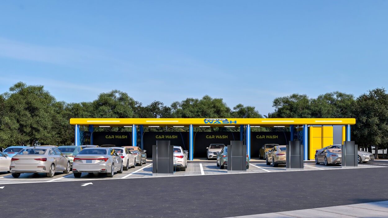 self Car Wash Station with Cars parked